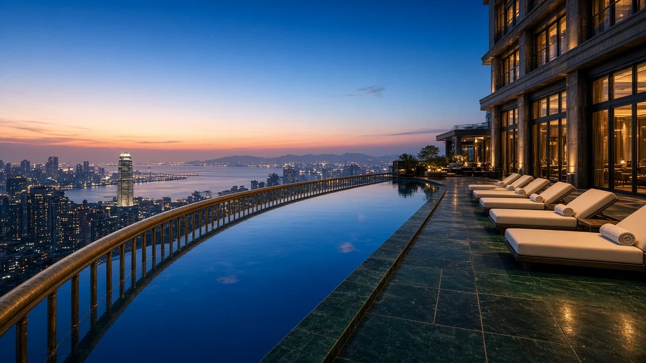 Blue-hour terrace