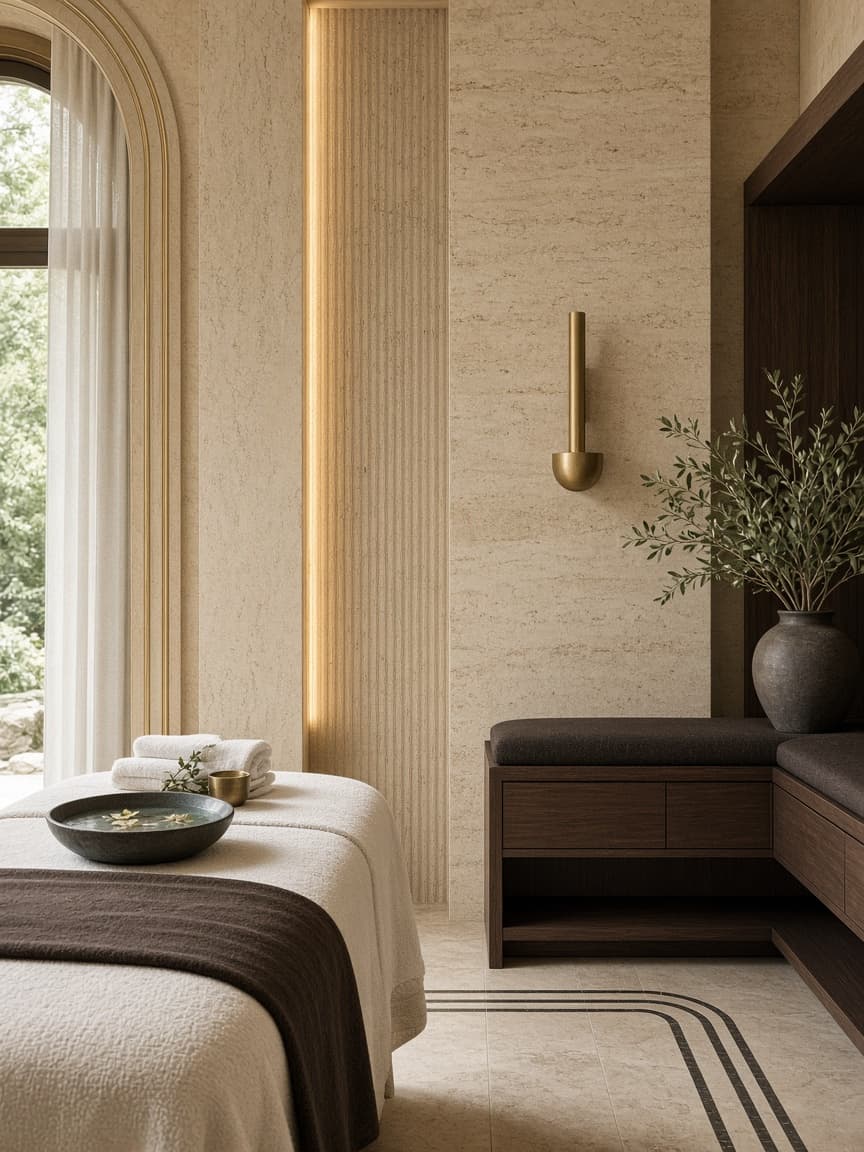 Spa treatment room in soft daylight